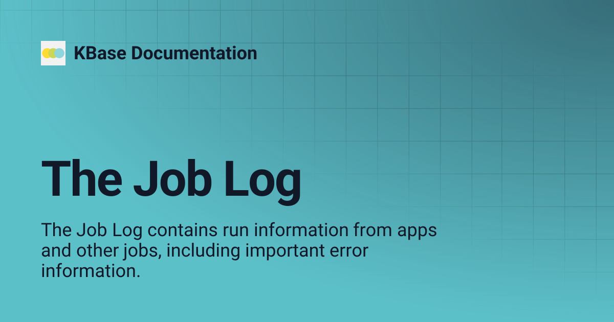 The Job Log | KBase Documentation
